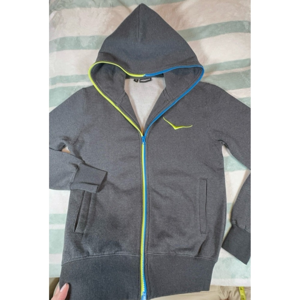 Hoka One One Womens size SMALL Grey Full Zip Up Athletic Hooded Jacket Running